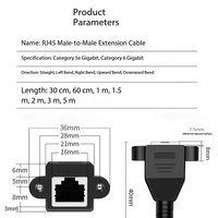 Câble d'extension RJ45 mâle vers femelle à angle droit 100 Mbps, câble Ethernet à paire torsadée à 90 degrés avec trous de fixation