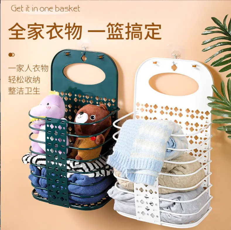 2022 new laundry storage basket bathroom laundry basket trolley on wheel removable 3 layer laundry hamper