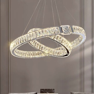 Lampe pendante moderne en cristal de cercle d'anneau de LED pour la maison et l'hôtel télécommande pour le salon - Product Image 1
