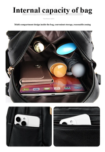 <span class=keywords><strong>Sac</strong></span> à <span class=keywords><strong>dos</strong></span> <span class=keywords><strong>en</strong></span> <span class=keywords><strong>cuir</strong></span> PU léger et imperméable de grande capacité <span class=keywords><strong>pour</strong></span> femmes, doux et élégant avec fermeture éclair lisse <span class=keywords><strong>pour</strong></span> les trajets quotidiens et l'usage quotidien - Product Image 3