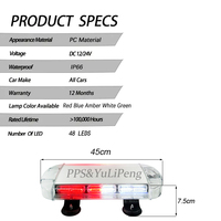Lampu Strobo Mini LED 48W Harga Pabrik, Daya Tinggi, Cangkang Amber, untuk Kendaraan Pemadam Kebakaran dan Ambulans