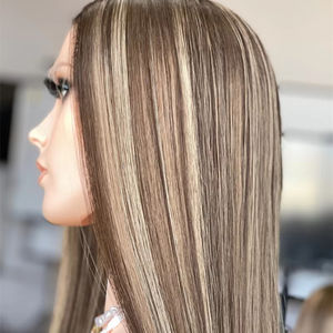 Peluca de encaje Kosher HD judía más Popular, cabello Remy brasileño de alta calidad con reflejos rubios, envío rápido - Product Image 1