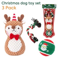 Ensemble de jouets de Noël pour chien : Père Noël, renne, bonhomme de neige, jouet en peluche couineur, jouet en corde, balle interactive à mâcher – Cadeau de Noël pour chiens