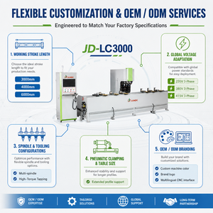 เครื่องจักรกลึงเจาะอัตโนมัติความแม่นยำสูง JUNDE JD-LC3000 4 แกน CNC สำหรับงานประตูแบบประหยัดพลังงาน - Product Image 4