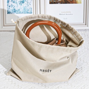 กระเป๋าช้อปปิ้งผ้าฝ้ายเฮอร์ริงโบนกระเป๋าใส่รองเท้าพิมพ์โลโก้แบบหรูหรา - Product Image 4