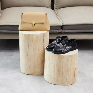 Taburete de madera nórdico con forma de tronco, artesanía en madera de color natural, para florero de suelo, tiendas de ropa y decoración del hogar - Product Image 3