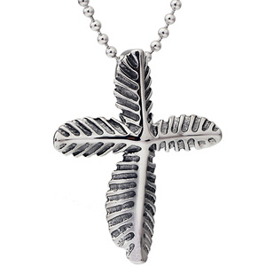 Colgante de Acero Inoxidable con Diseño de Hoja Cruzada de 37MM, Collar de Moda para Uso Diario - Product Image 1
