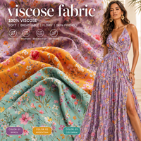 Tissu en rayonne viscose imprimé 30S 40S 45S, Challis en rayonne tissé pour robes d'été, chemises, chemisiers, jupes et vêtements