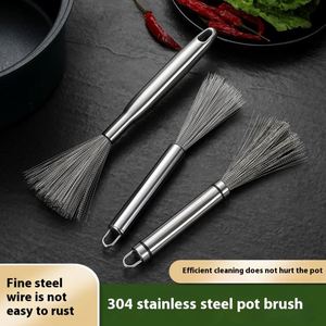 Custom 304 Stainless <b>Long</b> <b>Handle</b> Dish Kitchen Cup Cleaning Artifact With Steel <b>Brush</b> for Pot Scrubbing Bowl Dirt Removal - Product Image 5