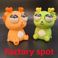 Mini jouet anti-stress Dragon aux yeux saillants en PVC/vinyle de 8 cm, figurine à presser, couleurs assorties, emballage OPP