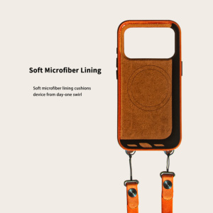 Funda de cuero encerado para <span class=keywords><strong>iPhone</strong></span> 17 Pro con cordón, cubierta de cuero encerado a prueba de golpes, funda trasera para teléfono al por mayor - Product Image 6
