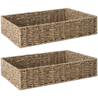 Panier de rangement multifonction vintage en jonc de mer écologique, tressé, mignon, cadeau unique, 8 paniers rectangulaires pour linge, bicolore, pour escalier