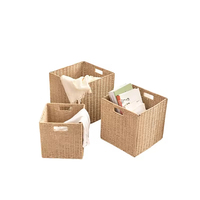 Panier de rangement pliable en paille tressée avec poignées, idéal pour la cuisine, la salle de bain, les draps, les jouets, les vêtements et les aliments – Meilleures ventes