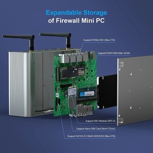 <span class=keywords><strong>HYSTOU</strong></span> N100 <span class=keywords><strong>Mini</strong></span> <span class=keywords><strong>PC</strong></span> industriel sans ventilateur 12th 4 LAN Firewall Alder Lake Quad Core Win 10/11 UHD ordinateur de bureau avec SSD - Product Image 4