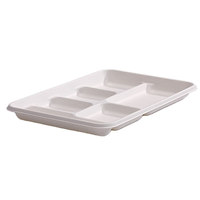 Vaisselle jetable, assiette à 6 compartiments, plateau en bagasse de canne à sucre, récipient alimentaire à emporter pour restaurant, école