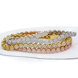 Pulsera de Cadena de Moissanita de Alta Calidad con Diseño de Racimo de Flores Heladas para Mujer, Chapada en Oro y Rodio, VVS, Estilo Tenis, Regalo para Fiesta - Product Image 6
