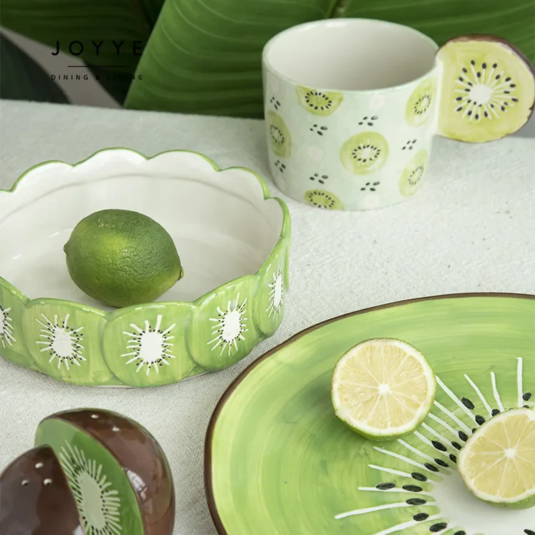 JOYYE custom creative cute kiwifruit fruit dishes and plate for home restaurant fun tableware