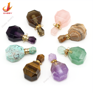 Du lịch nhỏ Xe thủy tinh sang trọng DIY thời trang thạch anh tím <span class=keywords><strong>Rose</strong></span> Quartz đá quý tự nhiên nước hoa chai pha lê thủ công Mặt dây chuyền - Product Image 2