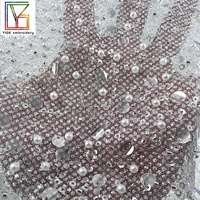 Tissus en dentelle de mariée française blanc pur haute densité avec perles, paillettes et broderies en tulle pour robes de mariée