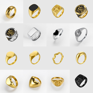 Anelli in Acciaio Inossidabile Placcato Oro 18k Impermeabili, Anello Chunky Impilabile per Donna e Uomo, Anello Cherubino Angelo Custode - Product Image 6