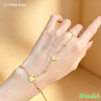 Bijoux élégants à la mode, plaqué or, acier inoxydable 304/316, bracelet carré en zircon, bague, chaîne de doigt pour femme, cadeau