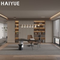 Bureau HAIYUE facile à assembler avec éclairage LED, bibliothèque murale semi-ouverte, bibliothèque incurvée pour bureau à domicile