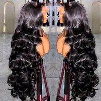 Perruque Lace Frontale en Cheveux Humains Vietnamiens Bruts, Ondulée, Sans Colle, avec Dentelle HD, Vente en Gros pour Femmes Noires