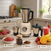 Mixeur-Blender Électrique Portable Haute Performance 1000W en Acier Inoxydable, 3 Bocaux, 3 Vitesses, Anti-Fuite, pour Jus de Fruits et Broyage Puissant