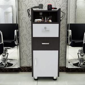 Barber <b>Hair</b> Salon Mirror Table Tool Cart <b>Hair</b> Care Product Display Wooden Cabinet - Product Image 5
