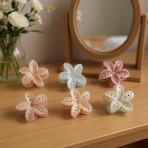 Angelina Frangipani <b>Rhinestone</b> Claw <b>Clip</b> 8Cm <b>Hair</b> Accessory For Women Daily Use Sweet Style Plastic Flower <b>Hair</b> <b>Clips</b> - Product Image 5