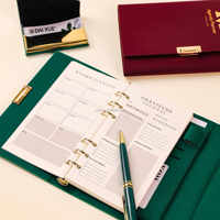 Coffret Cadeau de Carnets à Feuillets Mobiles Faits Main de Qualité Luxe A5/A6/A7 en Similicuir avec Boucle Métallique et Bordure Huilée – Agenda Professionnel