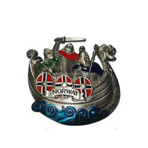 Aimants de réfrigérateur en métal « Trolls du bateau viking norvégien », aimants de réfrigérateur « Trolls nordiques », aimants en métal antique - Product Image 1