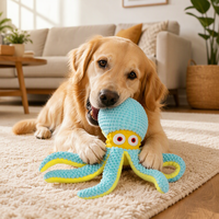 Jouet de luxe en peluche poulpe pour chien, interactif et vocal, pour soulager l'ennui chez les chiens de taille moyenne et grande