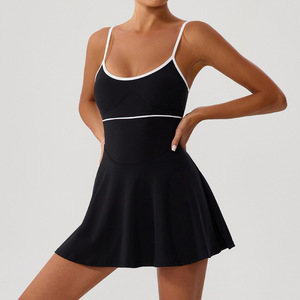Couleur bloquant une pièce robe de Tennis sangle réglable robe de Tennis à l'épreuve des squats robe de Tennis contrôle du ventre pour les femmes - Product Image 5