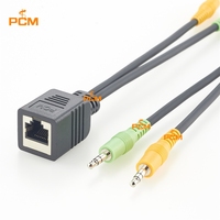 Kabel Breakout RJ45 Female ke Dual 3.5mm TRS 1/8'' Male untuk Sistem Siaran Audio Stereo AXIA Konsol Lawo Node AES EBU