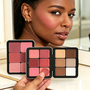 Palette de fards à joues crème 12 couleurs, ensemble de maquillage mat pour le contour et les joues, cosmétiques de beauté pour le visage à haute pigmentation pour femmes - Product Image 3