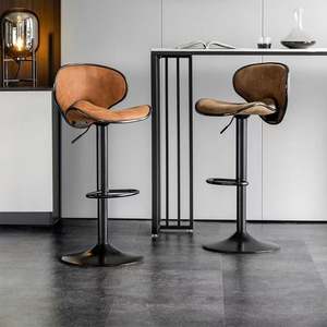 Nordic High Counter Bar Chair Moderne De Luxe Or Métal Tech Tissu pour Cuisine Bar Salon-Shampooing Salon Salle De Bains - Product Image 4