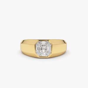 1,50 CTW Asscher Cut Lab grown Diamond Anillo de propuesta para hombre E/VS Clarity Illusion Setting Anillo de compromiso de diamante Regalo para padre - Product Image 1