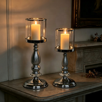 Porte-bougie Hurricane, élégant chandelier à tige haute, bougie pilier en option, taille et finition personnalisables pour table de mariage et décoration intérieure