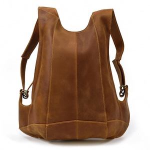 <span class=keywords><strong>Mochila</strong></span> de cuero genuino Crazy Horse Skin Casual Student Schoolbag Zipper Crazy Horse <span class=keywords><strong>Mochila</strong></span> de viaje de cuero de vaca para hombres - Product Image 6