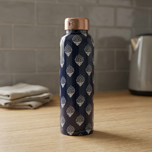 Pure Copper Luxury Printed <b>Water</b> <b>Bottle</b>-Eco-Friendly <b>Large</b> Capacity Portable Home Use Vintage Design - Product Image 1