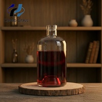 Botol Minuman Keras Kaca Bening Bulat Minimalis 500ml Grosir Kustom, Wadah Isi Ulang, Botol Minuman Keras Kaca 750ml