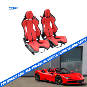 Asiento de coche personalizable en fibra de carbono roja seca, cuero Nappa y Alcántara para Ferrari SF90-458-488-812-F8 296GTB - Product Image 2