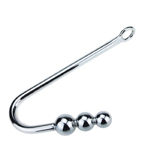 Gancho <span class=keywords><strong>Anal</strong></span> Metálico de Acero Inoxidable con 3 Bolas y Lazo de Restricción, Juguete Sexual - Product Image 1