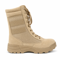 Bottes tactiques pour hommes, camouflage désertique, dessus en cuir microfibre, doublure en mesh, semelle en caoutchouc, fermeture éclair, lacets, mi-mollet, été/hiver