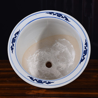 ZHUODI ZD-FP003 Pot Bunga Vintage Keramik Porselen Biru Putih Ramah Lingkungan Tahan Lama Ringan dengan Lubang Drainase dan Sistem Penyiraman Otomatis