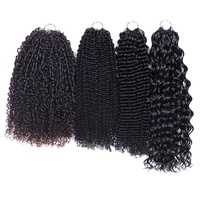 QVR Extensions de cheveux humains naturels 100% vierges Remy, double trame, prêtes à la permanente, pour tressage au crochet Afro Kinky, pointe plume