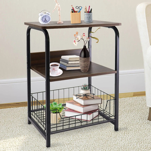 Hot Sales Living Room Bedroom Office Stable Metal Frame 3 Tiers Nightstand Industrial Retro <strong>Storage</strong> Shelf <strong>End</strong> <strong>Table</strong> Side <strong>Table</strong> - Product Image 3