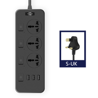 Grosir harga pabrik soket perpanjangan USB Strip daya kabel ekstensi standar EU US UK untuk rumah kantor 10A nilai arus 3 AC