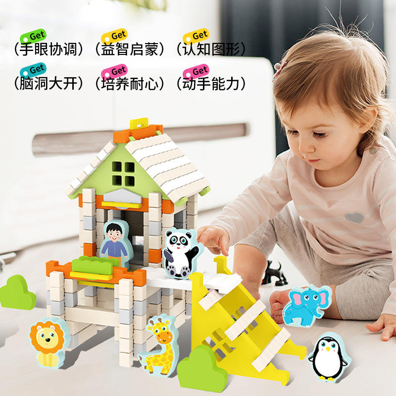 Montessori Creative Building Blocks Wooden Toys for Kids Educational Little Architect Children Stacking Assembling LearningToy